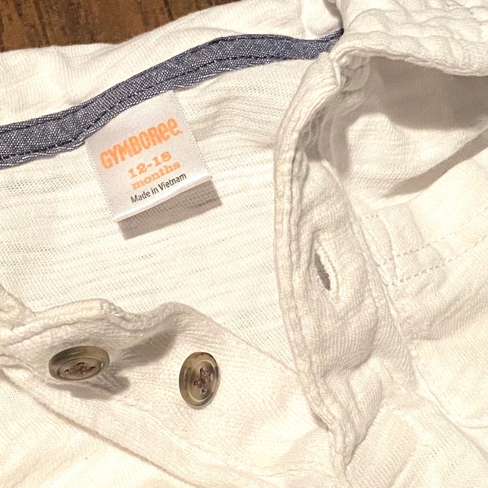 Gymboree White Polo Button Collar Shirt 12-18m EUC - Picture 3 of 3
